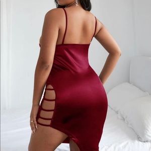 Plus Satin cut out Asymmetrical Hem Cami dress